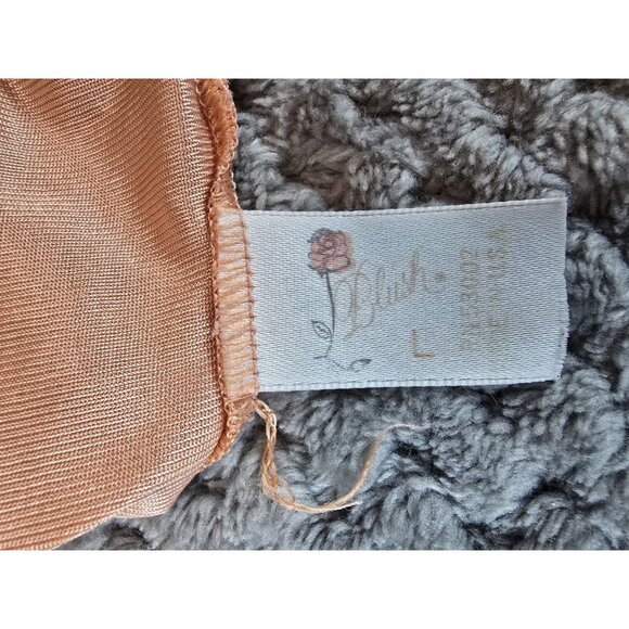 Vintage Blush Satin & Lace Camisole Tank Top - Peachy Pink Babydoll Lingerie - Picture 5 of 6